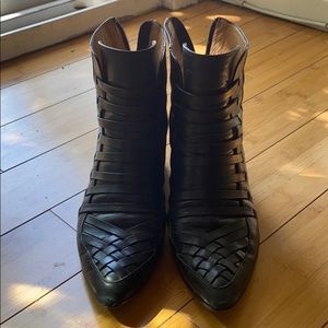 Thakoon Addition Estelle Leather Woven Booties